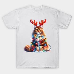 Christmas Red Nose Maine Coon Cat T-Shirt